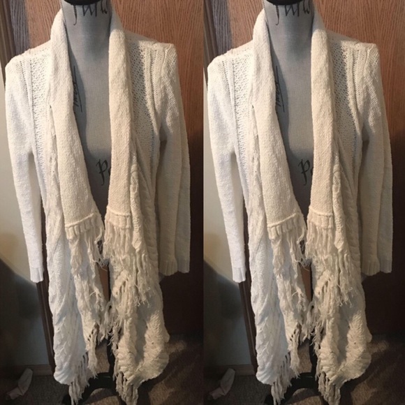 White fringe waterfall cardigan - Picture 1 of 2
